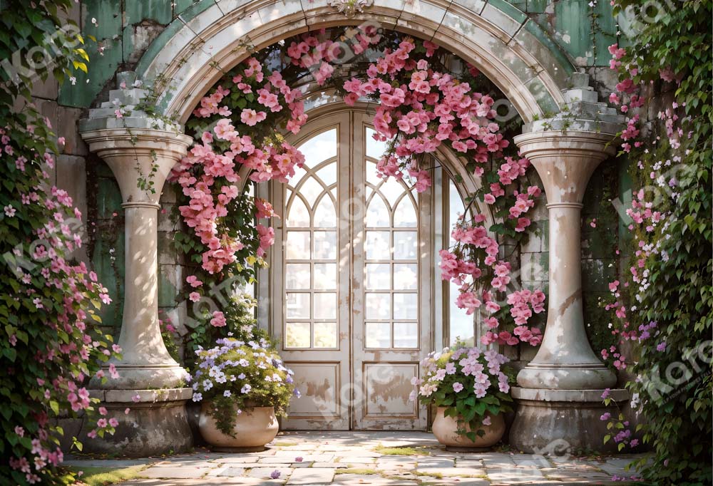 Kate Enchanted Flower Arch Window Wedding Backdrop for Photography