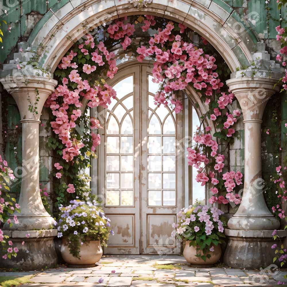 Kate Enchanted Flower Arch Window Wedding Backdrop for Photography