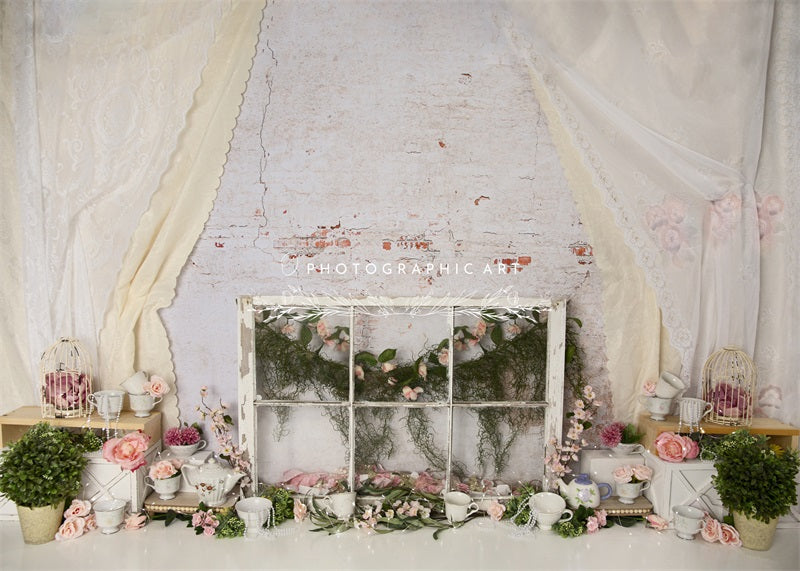 Kate Vintage Lace Floral Wall Backdrop for Photography Designed by Jenna Onyia