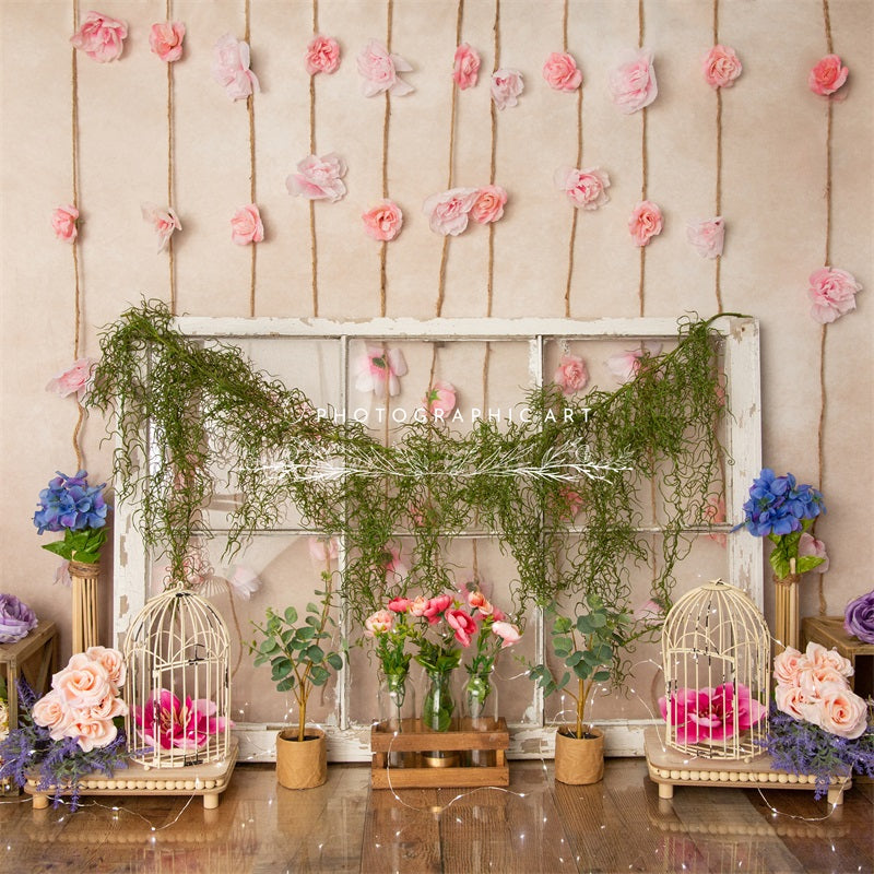 Kate Spring Rustic Floral Backdrop for Photography Designed by Jenna Onyia