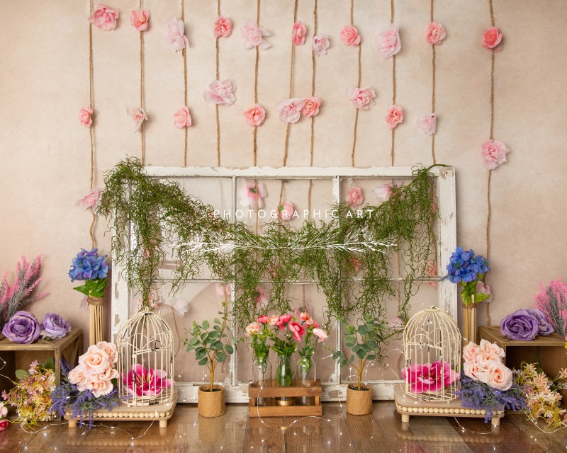 Kate Spring Rustic Floral Backdrop for Photography Designed by Jenna Onyia
