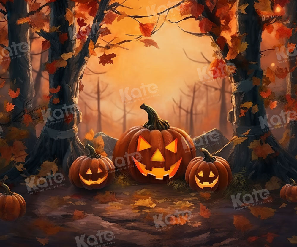 Kate Halloween Forest Pumpkin Pumpkin Backdrop Designed by Chain Photography
