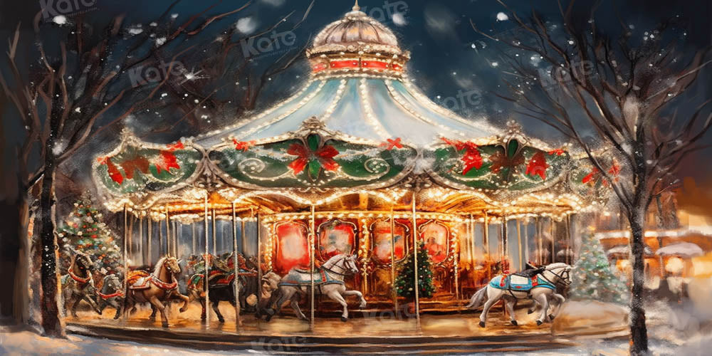 Kate Christmas Carousel Backdrop Designed by Chain Photography