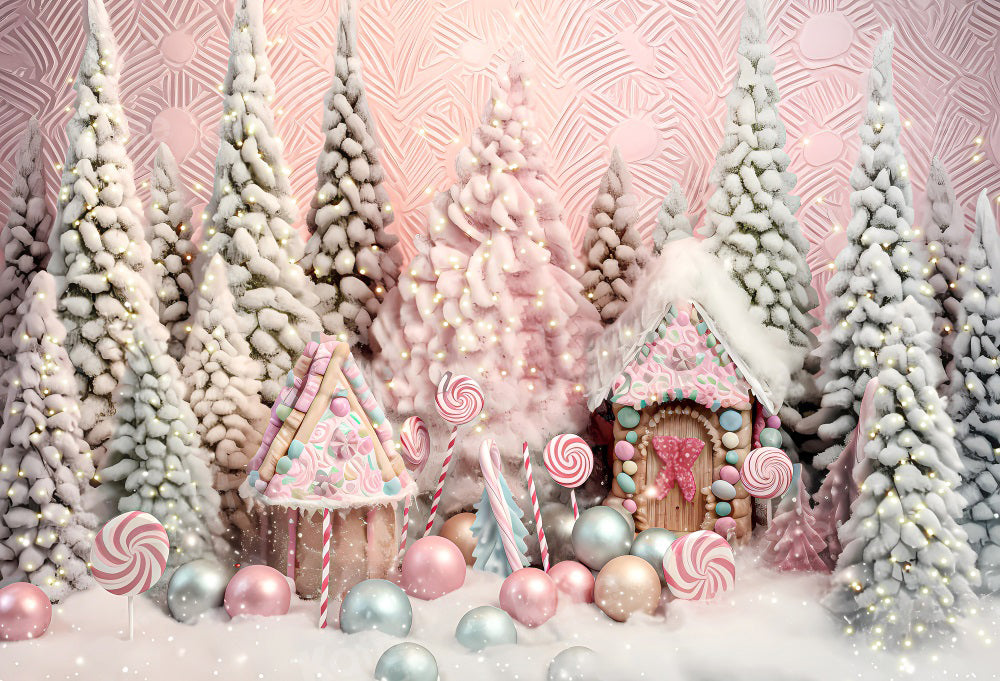 Kate Christmas Tree House Wonderland Backdrop for Photography