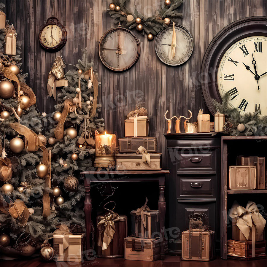 Rustic Vintage Holiday Time Backdrop
