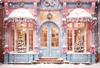 Roze Kerst-winkel Sneeuw Achtergrond voor Fotografie