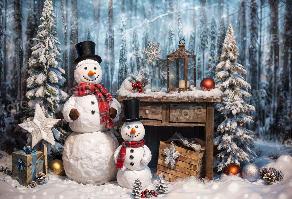 Kate Winter Christmas Snowman Backdrop Designed by Chain Photography