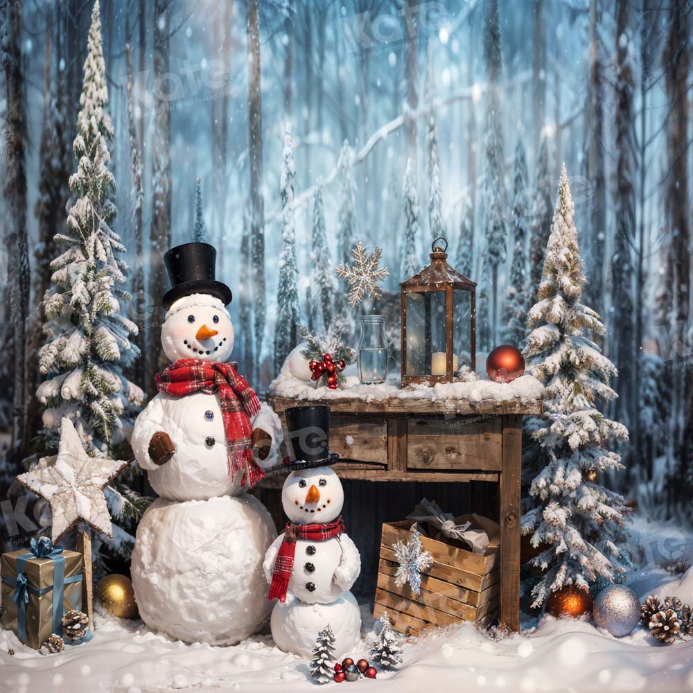 Kate Winter Christmas Snowman Backdrop Designed by Chain Photography