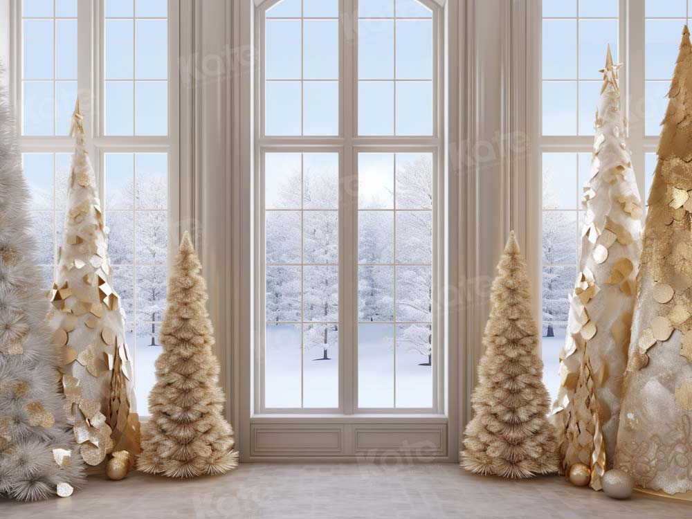 Kate Golden Christmas Tree Window Backdrop Designed by Chain Photography