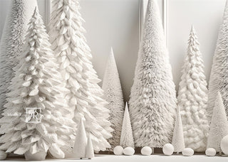 Kate All White Christmas Tree Printed Backdrop Designed by Mandy Ringe Photography