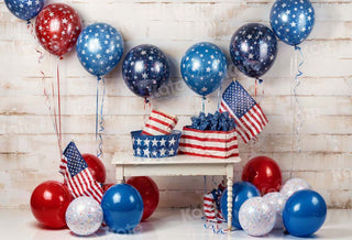 Telón de fondo de aplastamiento de pastel con globos del Día de la Independencia diseñado por Emetselch