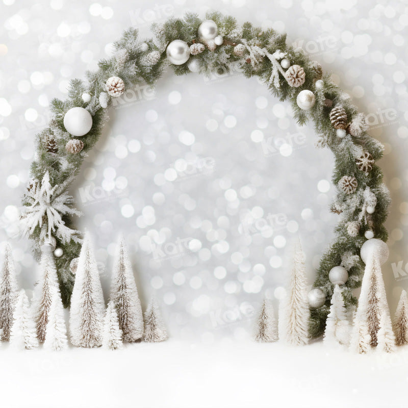 Kate White Christmas Snow Green Arch Bokeh Neon Backdrop for Photography