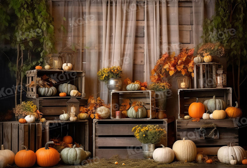 Kate Autumn Pumpkin Curtain Oil Painting Backdrop for Photography