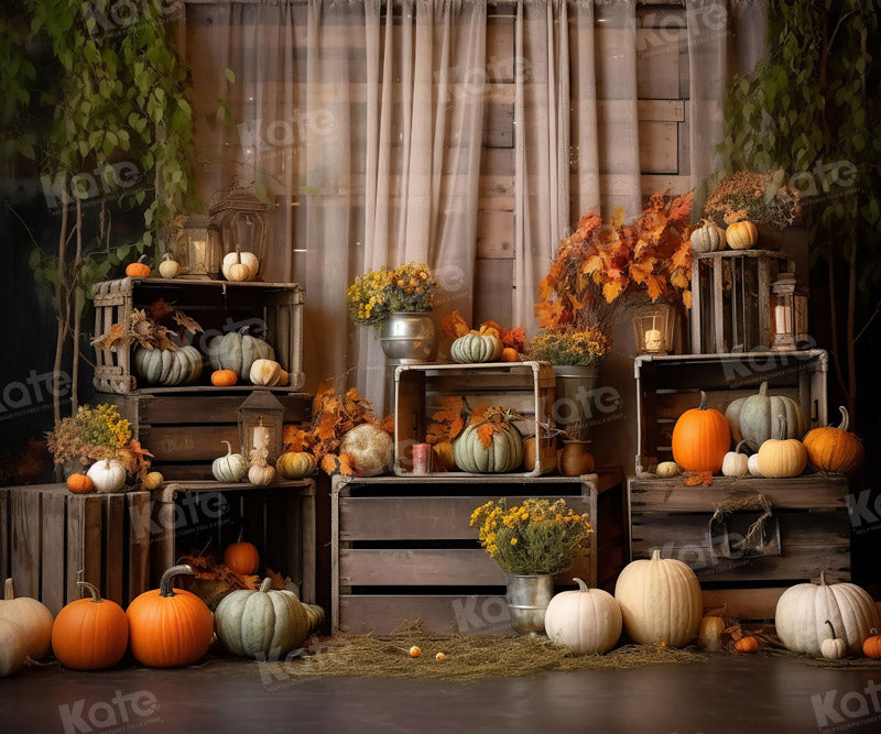 Kate Autumn Pumpkin Curtain Oil Painting Backdrop for Photography