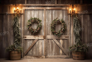 Kate Christmas Old Barn Door Printed Backdrop for Photography