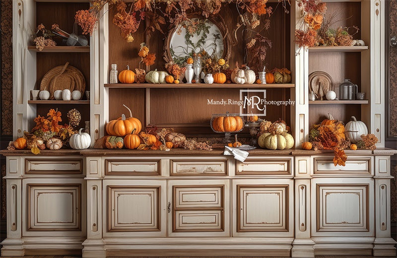 Kate Cozy Autumn Kitchen Hutch Backdrop Designed by Mandy Ringe Photography