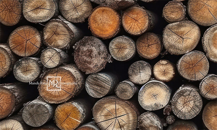 Rustic Stacked Wood Log Backdrop