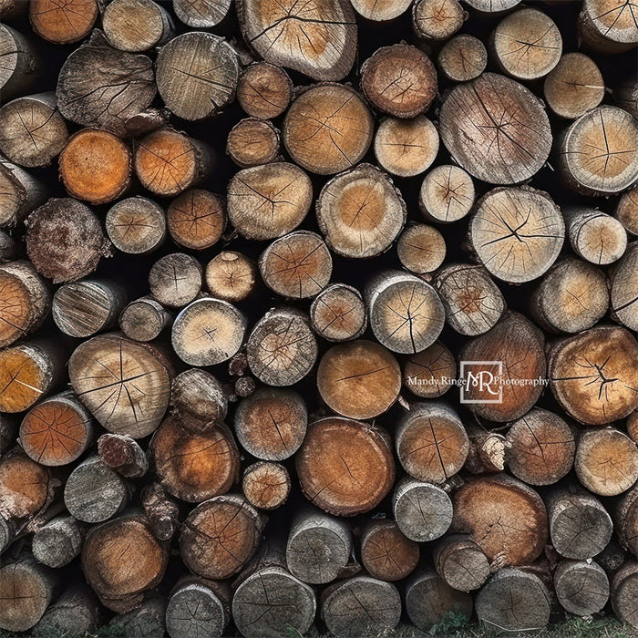 Rustic Stacked Wood Log Backdrop