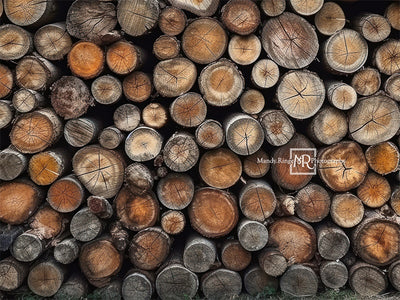 Rustic Stacked Wood Log Backdrop