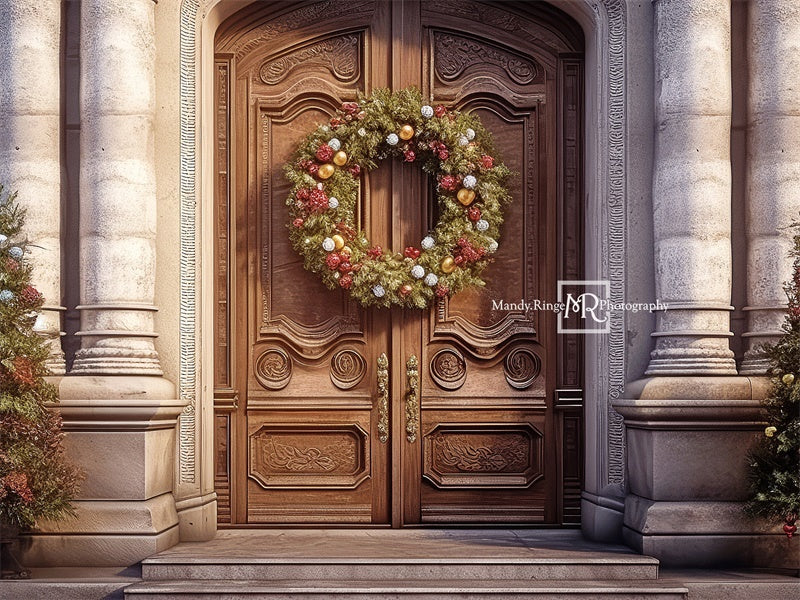 Kate Elegant Christmas Front Door Backdrop Designed by Mandy Ringe Photography