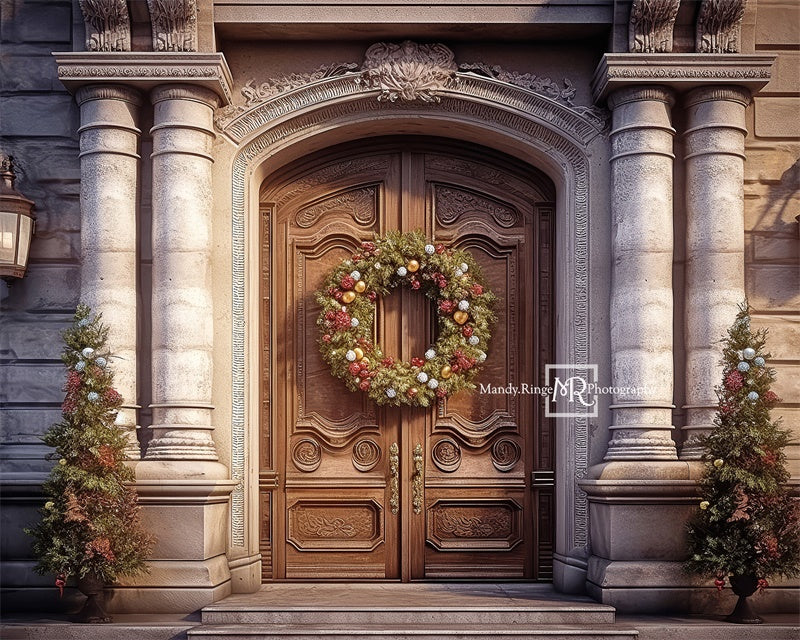 Kate Elegant Christmas Front Door Backdrop Designed by Mandy Ringe Photography