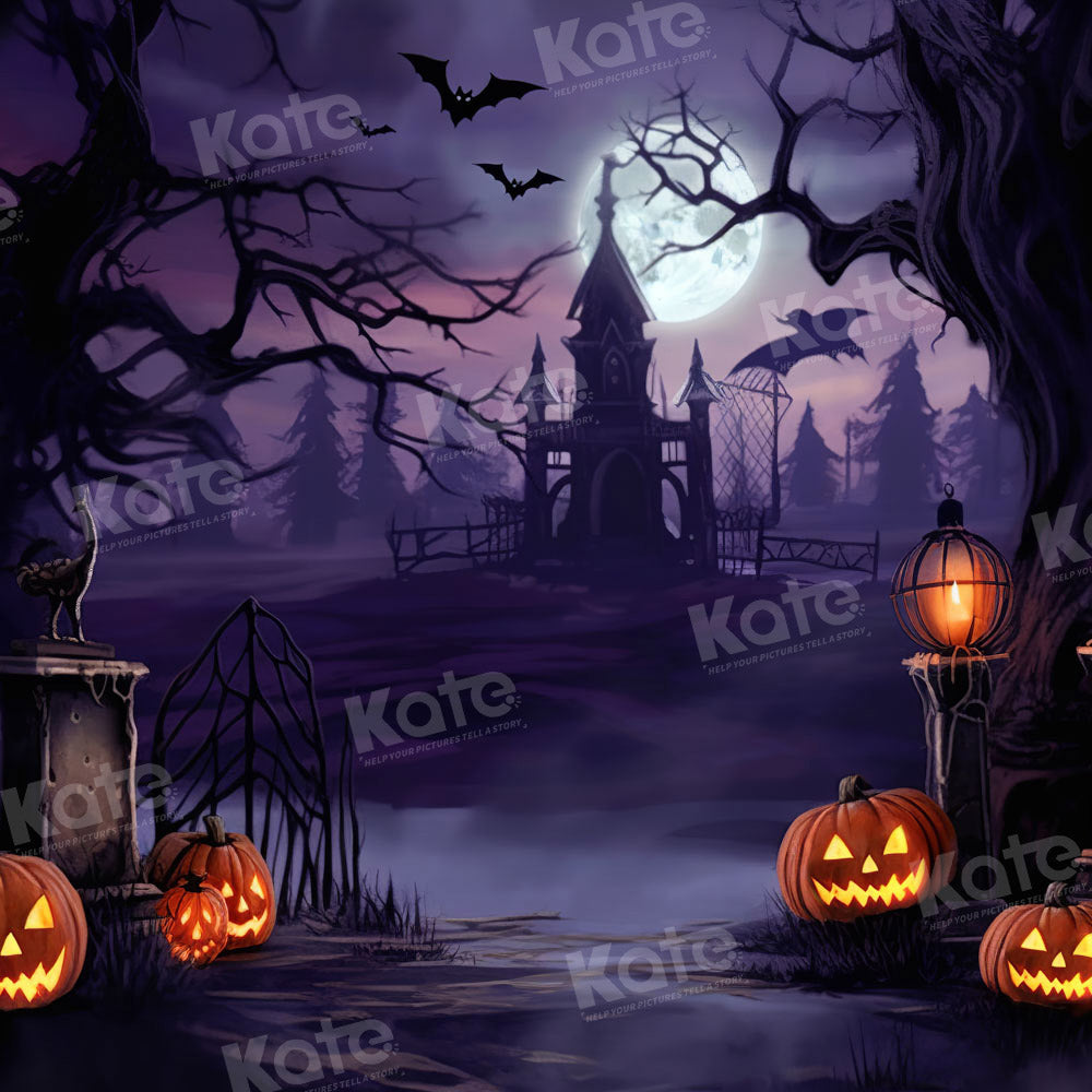Kate Halloween Pumpkin Night Castle Backdrop Designed by Chain Photography