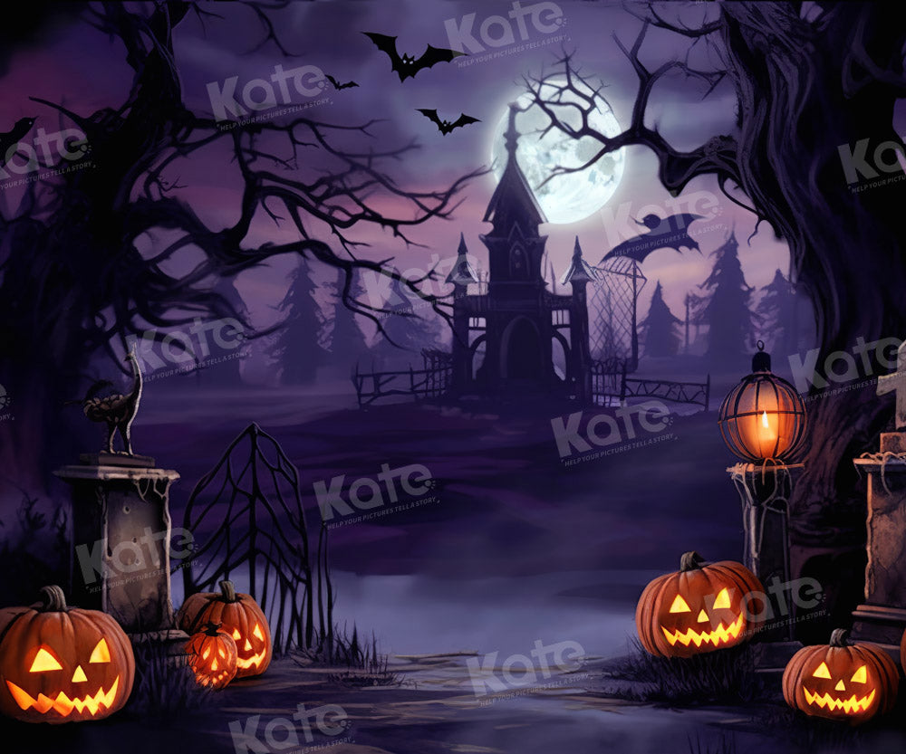 Kate Halloween Pumpkin Night Castle Backdrop Designed by Chain Photography