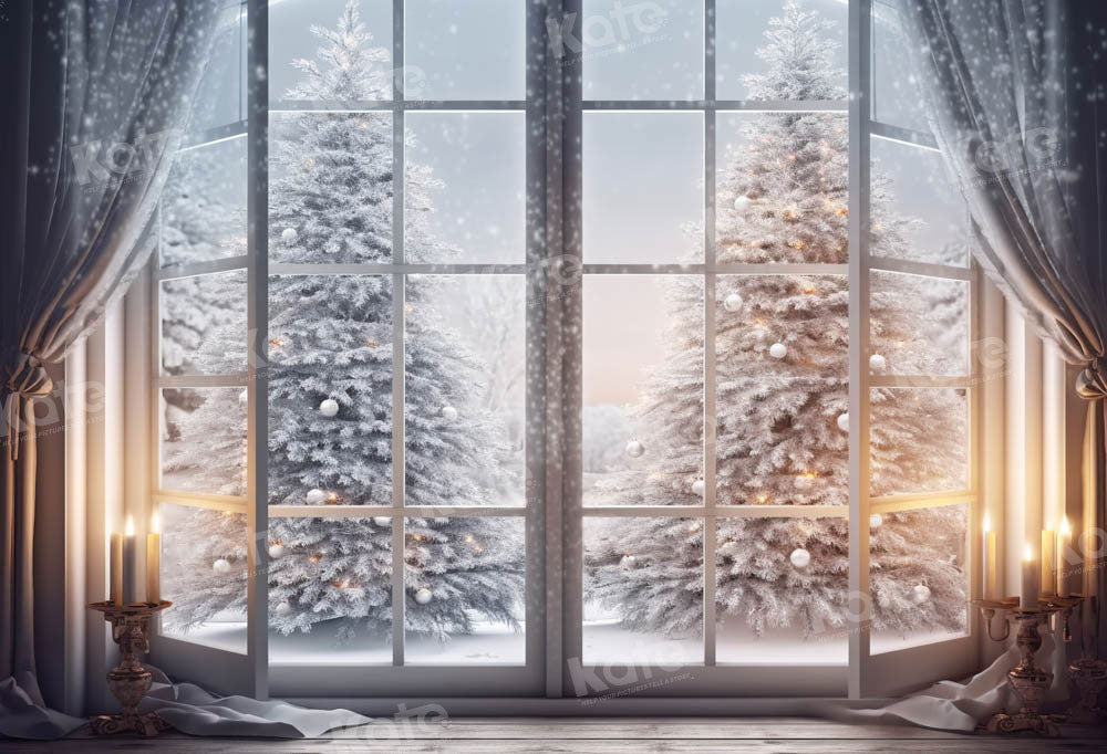 Kate Winter Christmas Window Tree Backdrop Designed by Chain Photograp