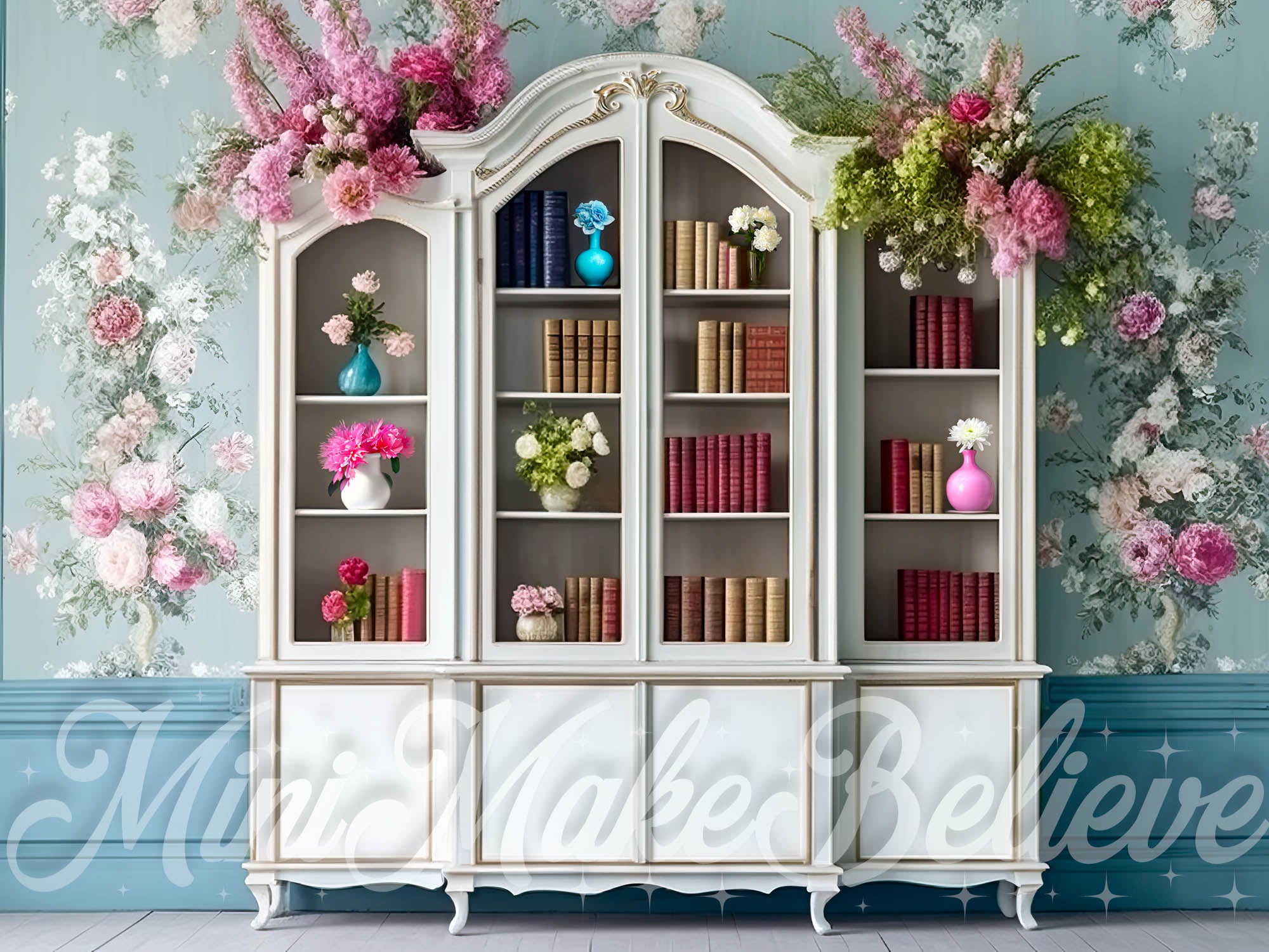 Kate Spring/Summer Fancy Interior Bookcase Back to School Backdrop Designed by Mini MakeBelieve