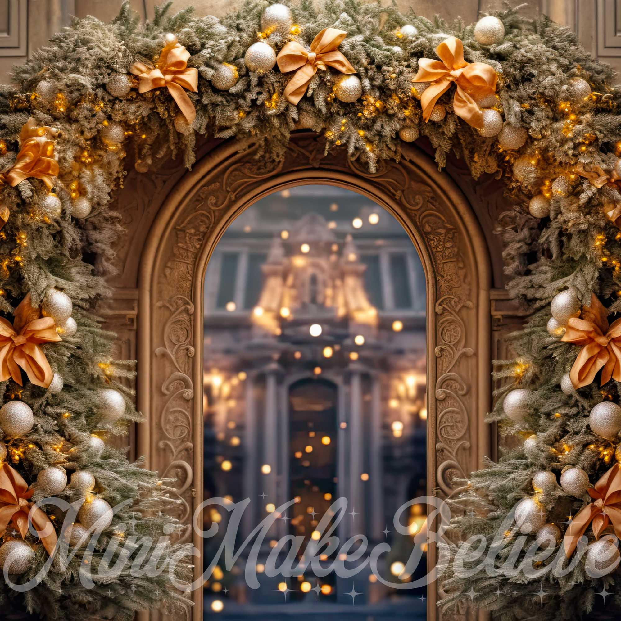 Kate Christmas Floral Arch with Lights Winter Backdrop for Photography