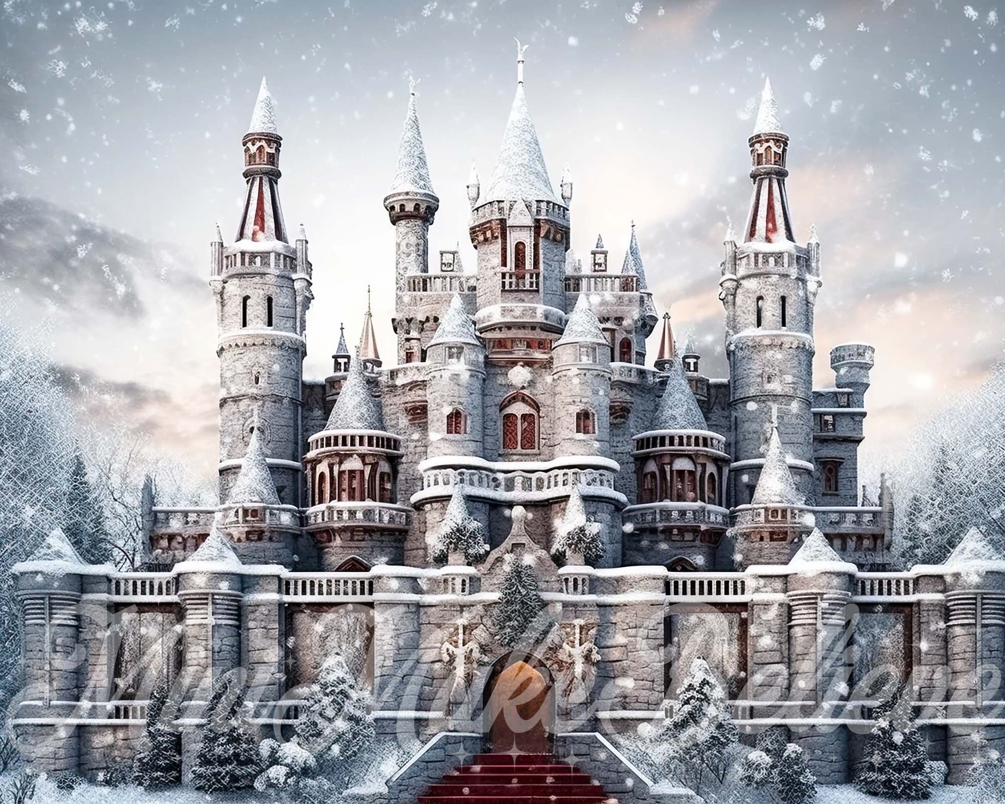 Kate Christmas Frosted Castle Winter Backdrop Designed by Mini MakeBelieve