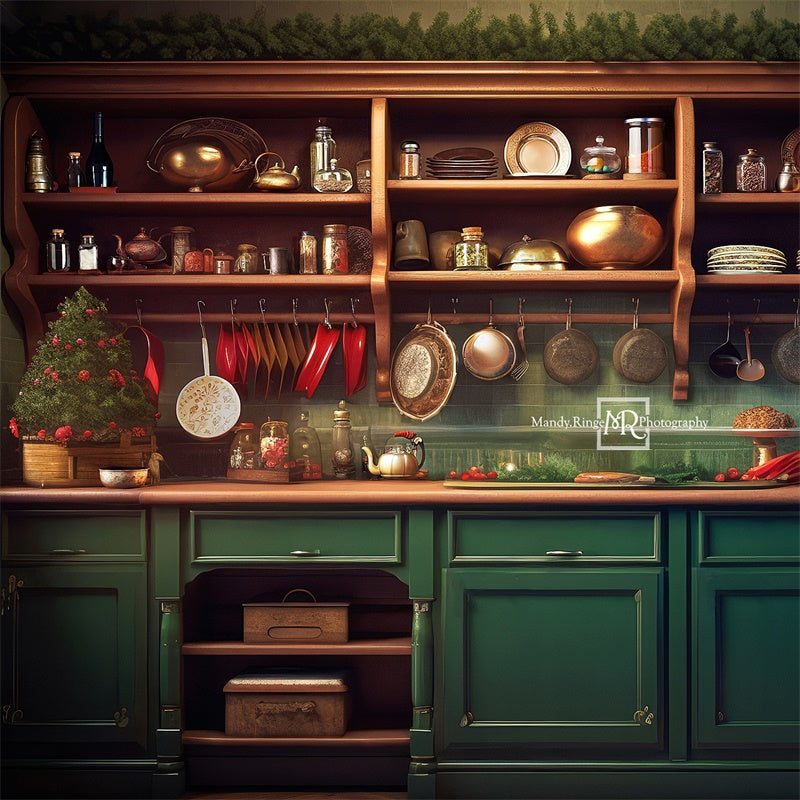 Kate Green Christmas Kitchen Backdrop Designed by Mandy Ringe Photography