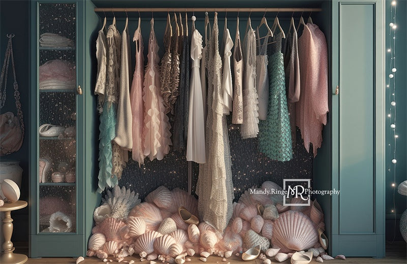 Kate Mermaid Dress Up Closet Backdrop Designed by Mandy Ringe Photography