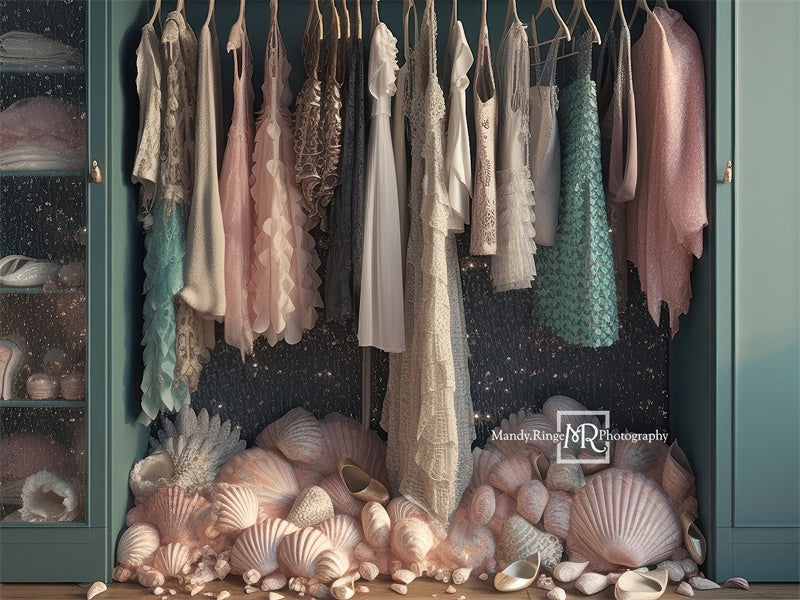 Kate Mermaid Dress Up Closet Backdrop Designed by Mandy Ringe Photography