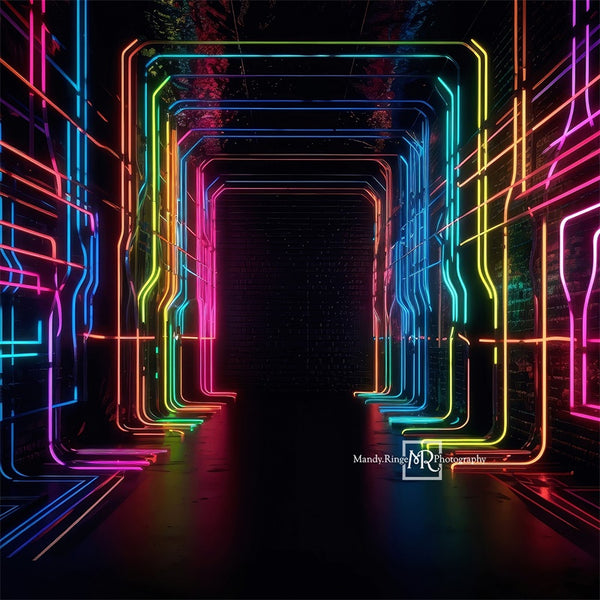 Vibrant Neon Tunnel Light Backdrop