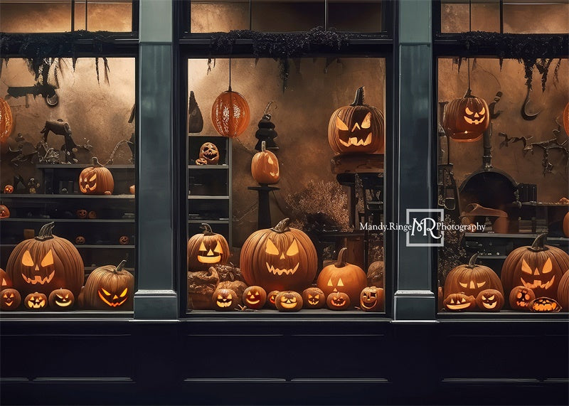 Kate Halloween Pumpkin Shoppe Storefront Backdrop Designed by Mandy Ringe Photography