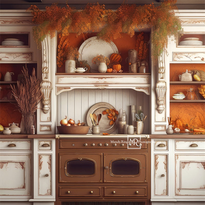 Kate Autumn Thanksgiving Kitchen Backdrop Designed by Mandy Ringe Photography
