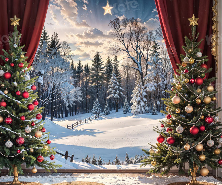Winter Holiday Cozy Christmas Scene Backdrop