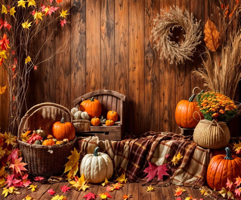 Amazon Fall Background Rustic Autumn Harvest Pumpkin Backdrop
