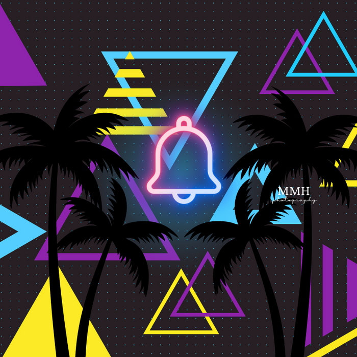 Neon Palm Triangles Retro Backdrop