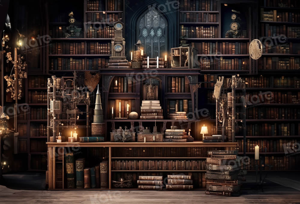 Kate Back to School Bookshelf Magic World Backdrop Designed by Chain Photography