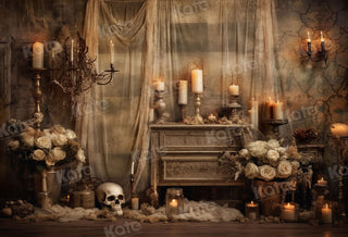 Kate Halloween Retro Spooky Printed Backdrop Designed by Emetselch