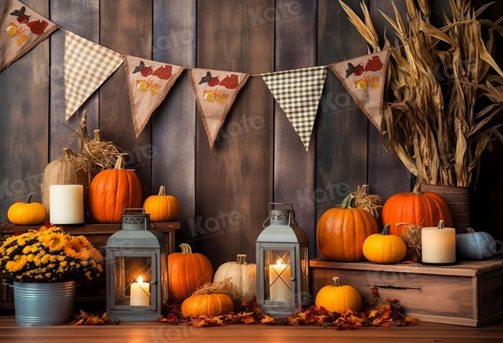 Kate Autumn Pumpkin Wood Cooking Backdrop Designed by Emetselch