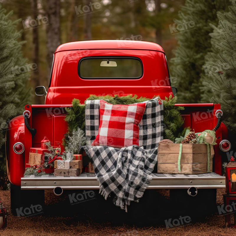 Kate Christmas Red Truck Outside Backdrop for Photography