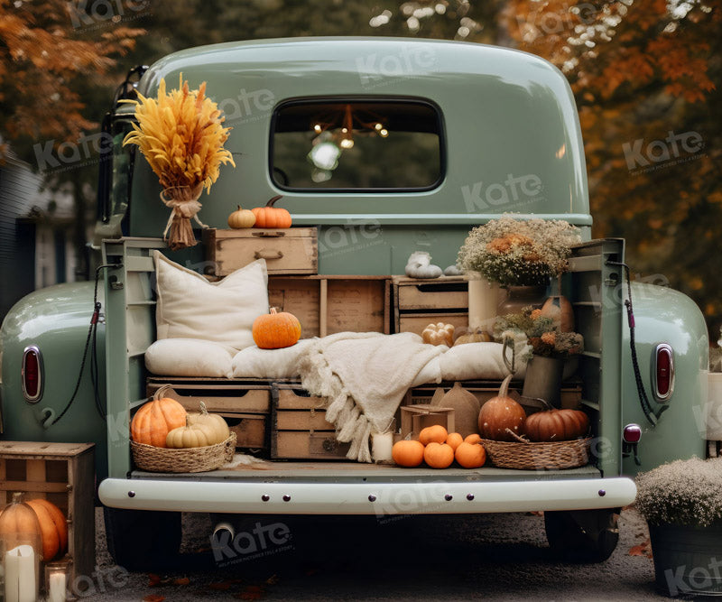 Kate Fall Truck with Pumpkins Backdrop for Photography