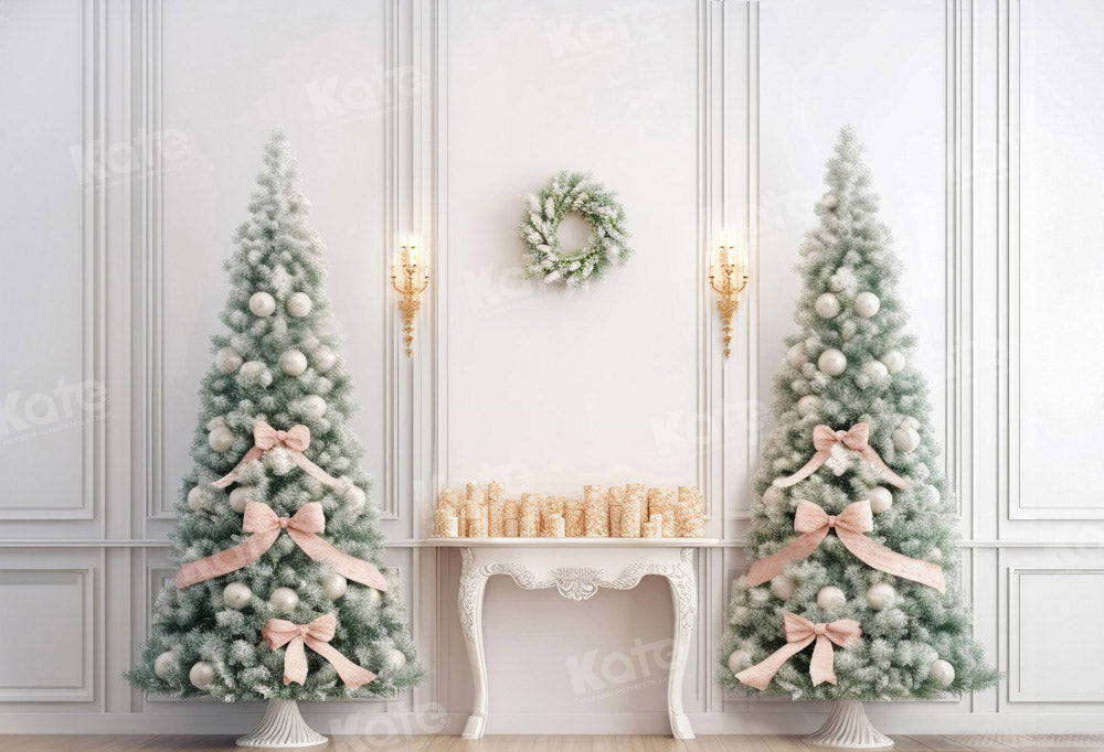 Kate Christmas Elegant White Wall Fireplace Backdrop Designed by Emetselch