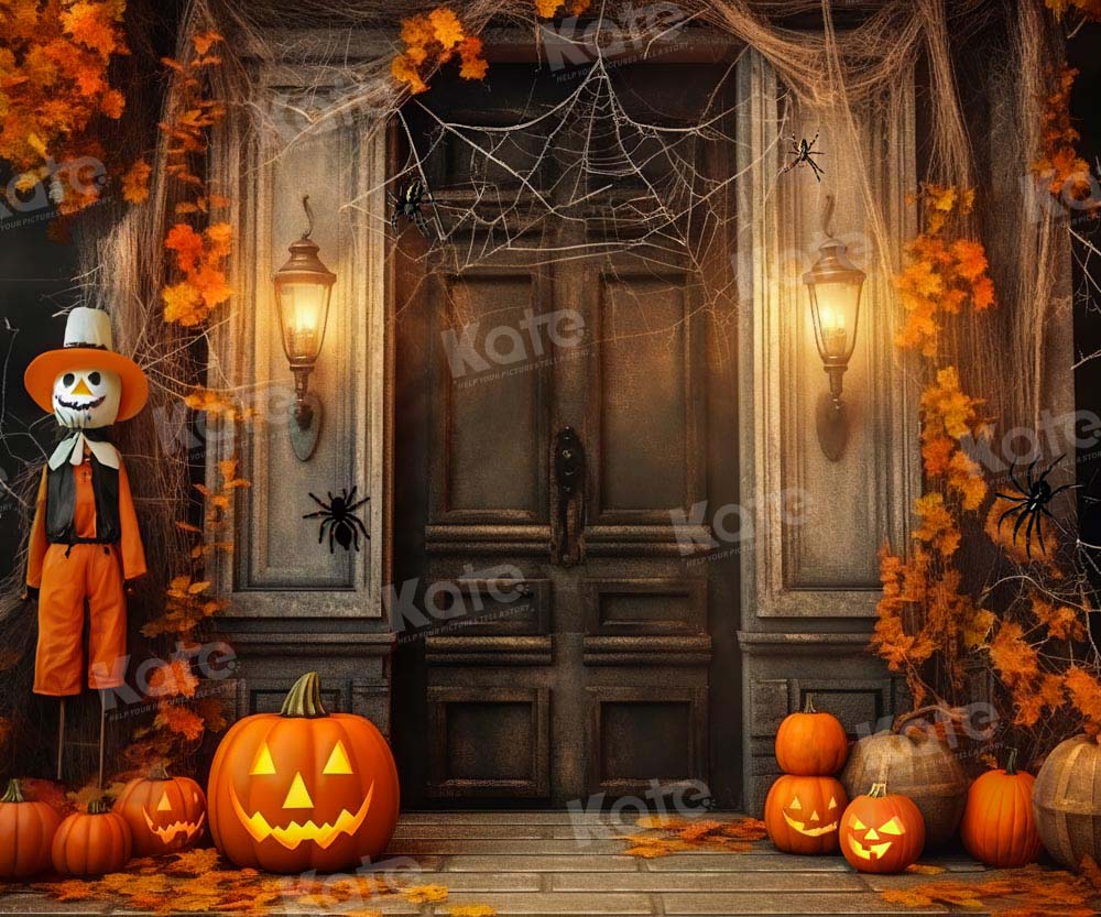 Kate Halloween Pumpkin Door Spider Backdrop Designed by Emetselch
