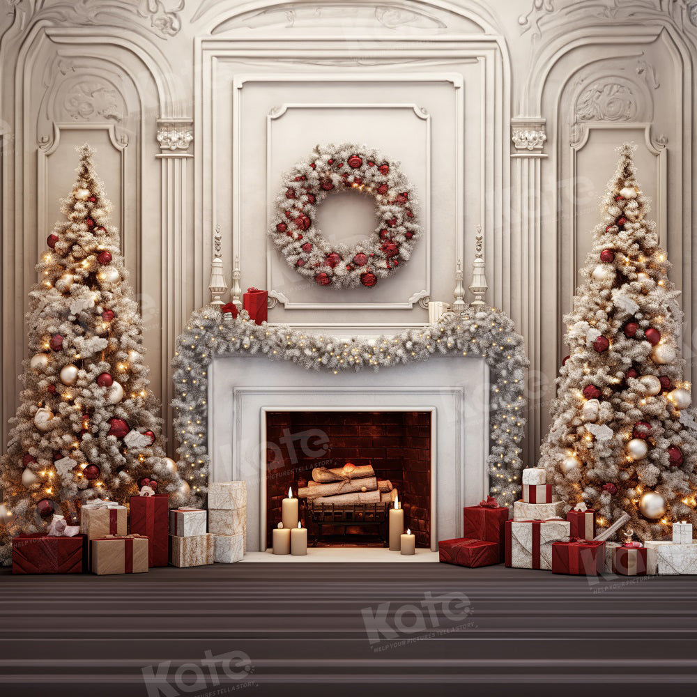 Kate Christmas Vintage Wall Tree with Red Fleece Backdrop for Photography