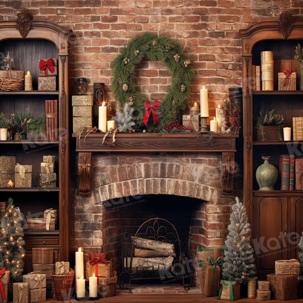 Kate Christmas Retro Kitchen Fireplace Backdrop for Photography