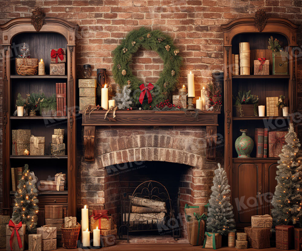 Kate Christmas Retro Kitchen Fireplace Backdrop for Photography